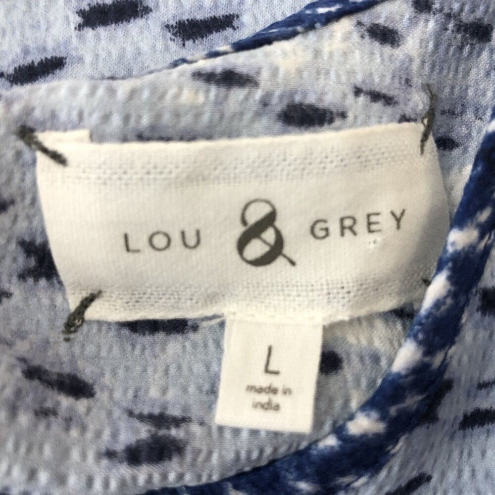 Lou & Grey Womens Sleeveless Top Size Large Blue Textured Open Tie Back - Picture 9 of 15